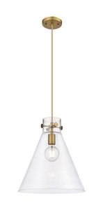 Newton Cone - 1 Light - 14 inch - Brushed Brass - Cord hung - Pendant (410-1PL-BB-G411-14CL)