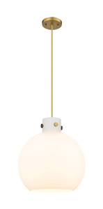 Newton Sphere - 1 Light - 16 inch - Brushed Brass - Cord hung - Pendant (410-1PL-BB-G410-16WH)