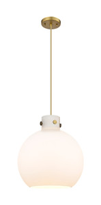 Newton Sphere - 1 Light - 14 inch - Brushed Brass - Cord hung - Pendant (410-1PL-BB-G410-14WH)