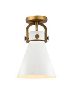Newton Cone - 1 Light - 8 inch - Brushed Brass - Flush Mount (410-1F-BB-M411-8W)