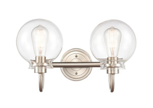 Olivia - 2 Light - 17 inch - Satin Nickel - Bath Vanity Light (437-2W-SN-CL) Olivia - 2 Light - 17 inch - Satin Nickel - Bath Vanity Light (437-2W-SN-CL)