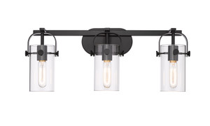 Pilaster - 3 Light - 24 inch - Matte Black - Bath Vanity Light (423-3W-BK-4CL)