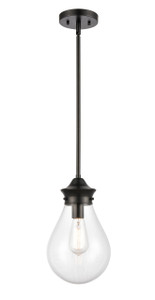 Genesis - 1 Light - 8 inch - Matte Black - Cord hung - Mini Pendant (414-1S-BK-G4142-8-LED)