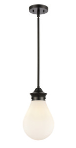 Genesis - 1 Light - 8 inch - Matte Black - Cord hung - Mini Pendant (414-1S-BK-8W)