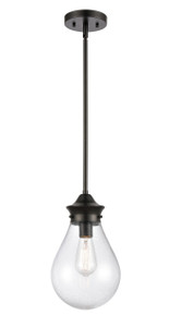Genesis - 1 Light - 8 inch - Matte Black - Cord hung - Mini Pendant (414-1S-BK-8SDY)