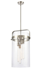 Pilaster - 4 Light - 12 inch glass - Brushed Satin Nickel - Cord hung - Pendant (413-4S-SN-12CL-LED)