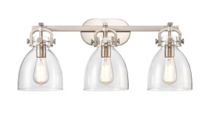 Newton Bell - 3 Light - 27 inch - Brushed Satin Nickel - Bath Vanity Light (412-3W-SN-7CL-LED)