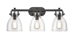 Newton Bell - 3 Light - 27 inch - Matte Black - Bath Vanity Light (412-3W-BK-7CL-LED)