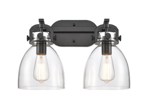 Newton Bell - 2 Light - 17 inch - Matte Black - Bath Vanity Light (412-2W-BK-7CL-LED)