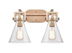 Newton Cone - 2 Light - 17 inch - Brushed Brass - Bath Vanity Light (411-2W-BB-7CL-LED)