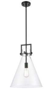 Newton Cone - 1 Light - 14 inch - Matte Black - Cord hung - Pendant (411-1S-BK-14CL-LED)