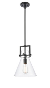 Newton Cone - 1 Light - 10 inch - Matte Black - Stem Hung - Mini Pendant (411-1S-BK-10CL-LED)