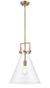 Newton Cone - 1 Light - 14 inch - Brushed Brass - Cord hung - Pendant (411-1S-BB-14CL-LED)