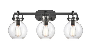Newton Sphere - 3 Light - 27 inch - Matte Black - Bath Vanity Light (410-3W-BK-7CL-LED)