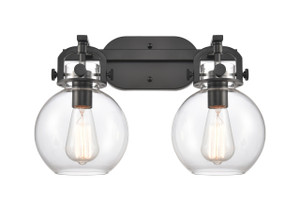 Newton Sphere - 2 Light - 17 inch - Matte Black - Bath Vanity Light (410-2W-BK-7CL-LED)