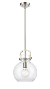 Newton Sphere - 1 Light - 10 inch - Brushed Satin Nickel - Stem Hung - Mini Pendant (410-1S-SN-10CL-LED)