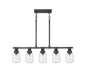 Somers - 5 Light - 43 inch - Weathered Zinc - Linear Pendant (472-5I-WZ-G472-6CL)