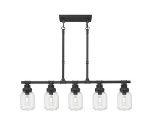 Somers - 5 Light - 43 inch - Textured Black - Linear Pendant (472-5I-TBK-G472-6CL)