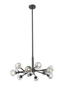 Aurora - 12 Light - 24 inch - Matte Black - Chandelier (465-12CR-BK-G465-CL)
