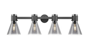 Lawton Cone - 4 Light - 27 inch - Matte Black - Bath Vanity Light (464-4W-BK-G464C-7SM)