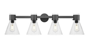 Lawton Cone - 4 Light - 27 inch - Matte Black - Bath Vanity Light (464-4W-BK-G464C-7SDY)