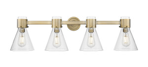 Lawton Cone - 4 Light - 27 inch - Brushed Brass - Bath Vanity Light (464-4W-BB-G464C-7CL)