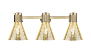 Lawton Cone - 3 Light - 27 inch - Brushed Brass - Bath Vanity Light (464-3W-BB-G464C-7ME)