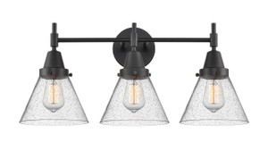 Cone - 3 Light - 26 inch - Matte Black - Bath Vanity Light (447-3W-BK-G44-LED)