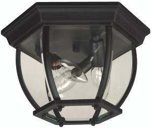 Bent Glass 3 Light Outdoor Flushmount in Textured Black (Z433-TB)