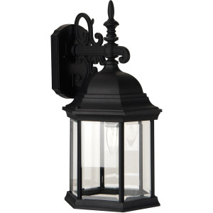 Hex Style Cast 1 Light Large Outdoor Wall Lantern in Textured Black (Z694-TB)