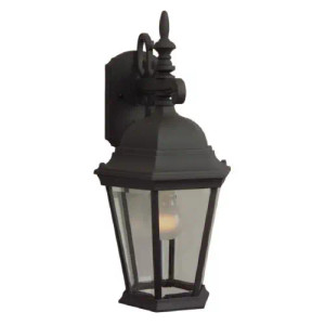 Straight Glass Cast 1 Light Medium Outdoor Wall Lantern in Textured Black (Z254-TB)