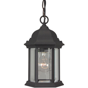 Hex Style Cast 1 Light Outdoor Pendant in Textured Black (Z291-TB)