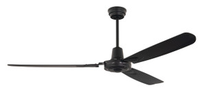 Velocity 58" 3-Blade Ceiling Fan in Flat Black w/ Flat Black Blades; Not Light Kit Adaptable (VE58FB3)