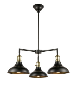 Metro - 3 Light - 30 inch - Black Antique Brass - Cord hung - Chandelier (443SW-3CR-BAB-M15BK-LED)