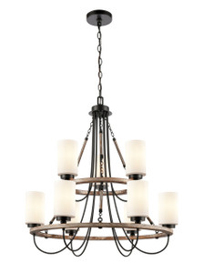 Paladin - 9 Light - 32 inch - Matte Black - Chain Hung - Chandelier (442-9CR-BK-W)
