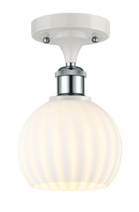 White Venetian - 1 Light - 6 inch - White Polished Chrome - Semi-Flush Mount (516-1C-WPC-G1217-6WV)