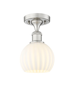 White Venetian - 1 Light - 6 inch - Brushed Satin Nickel - Semi-Flush Mount (516-1C-SN-G1217-6WV)