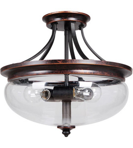 Stafford 3 Light Semi Flush In Aged Bronze/Textured Black (38753-AGTB)