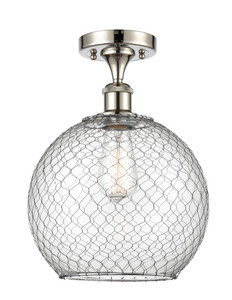 Farmhouse Chicken Wire - 1 Light - 10 inch - Polished Nickel - Semi-Flush Mount (516-1C-PN-G122-10CSN)