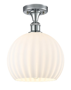 White Venetian - 1 Light - 10 inch - Polished Chrome - Semi-Flush Mount (516-1C-PC-G1217-10WV)