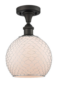 Farmhouse Chicken Wire - 1 Light - 8 inch - Oil Rubbed Bronze - Semi-Flush Mount (516-1C-OB-G121-8CSN) Farmhouse Chicken Wire - 1 Light - 8 inch - Oil Rubbed Bronze - Semi-Flush Mount (516-1C-OB-G121-8CSN)