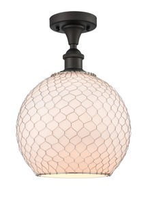 Farmhouse Chicken Wire - 1 Light - 10 inch - Oil Rubbed Bronze - Semi-Flush Mount (516-1C-OB-G121-10CSN-LED) Farmhouse Chicken Wire - 1 Light - 10 inch - Oil Rubbed Bronze - Semi-Flush Mount (516-1C-OB-G121-10CSN-LED)