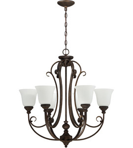 Barrett Place 6 Light Chandelier In Mocha Bronze With White Glass (24226-MB-WG)
