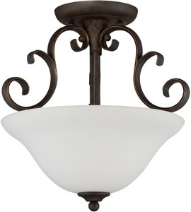 Barrett Place 3 Light Semi Flush In Mocha Bronze With White Glass (24263-MB-WG)