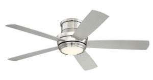 Tempo Hugger 52" 5-Blade Ceiling Fan in Brushed Polished Nickel w/ Brushed Nickel/Maple Blades; Light Kit Included (optional) (TMPH52BNK5) Tempo Hugger 52" 5-Blade Ceiling Fan in Brushed Polished Nickel w/ Brushed Nickel/Maple Blades; Light Kit Included (optional) (TMPH52BNK5)