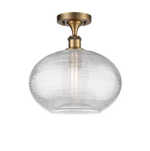 Ithaca - 1 Light - 12 inch - Brushed Brass - Semi-Flush Mount (516-1C-BB-G555-12CL)
