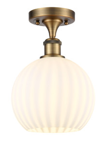 White Venetian - 1 Light - 8 inch - Brushed Brass - Semi-Flush Mount (516-1C-BB-G1217-8WV)