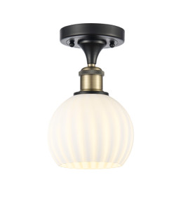 White Venetian - 1 Light - 6 inch - Black Antique Brass - Semi-Flush Mount (516-1C-BAB-G1217-6WV)