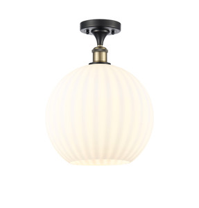 White Venetian - 1 Light - 12 inch - Black Antique Brass - Semi-Flush Mount (516-1C-BAB-G1217-12WV)