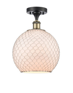 Farmhouse Chicken Wire - 1 Light - 10 inch - Black Antique Brass - Semi-Flush Mount (516-1C-BAB-G121-10CSN)